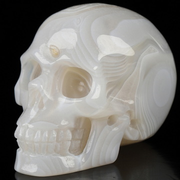 2.0" Banded Agate Hand Carved Crystal Skull, Realistic, Crystal Healing