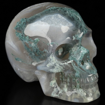 2.0" Green Moss Agate Hand Carved Crystal Skull, Realistic, Crystal Healing