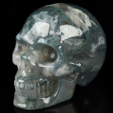 2.0" Green Moss Agate Hand Carved Crystal Skull, Realistic, Crystal Healing