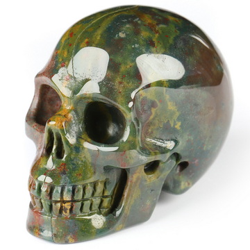2.0" Bloodstone Hand Carved Crystal Skull, Realistic, Crystal Healing