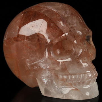 2.0" Fire Quartz Hand Carved Crystal Skull, Realistic, Crystal Healing