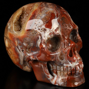 2.0" Indonesia Red Jasper Hand Carved Crystal Skull, Realistic, Crystal Healing