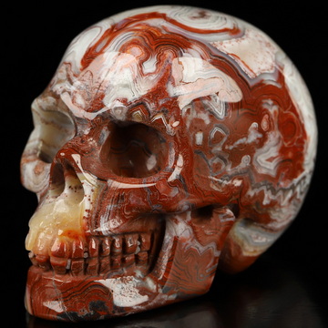 Gemstone 2.0" Red Crazy Lace Agate Hand Carved Crystal Skull, Realistic, Crystal Healing