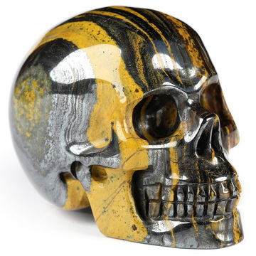 2.0" Colorful Tiger Iron Eye Hand Carved Crystal Skull, Realistic, Crystal Healing