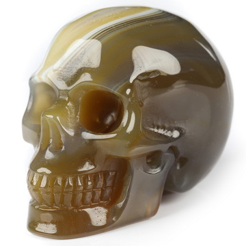 2.0" Agate Hand Carved Crystal Skull, Realistic, Crystal Healing