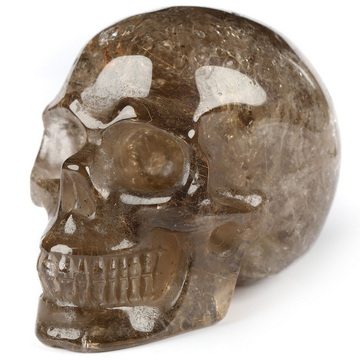 2.0" Smoky Quartz Rock Crystal Hand Carved Crystal Skull, Realistic, Crystal Healing