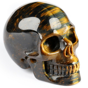Gemstone 2.0" Blue & Gold Tiger's Eye Hand Carved Crystal Skull, Realistic, Crystal Healing
