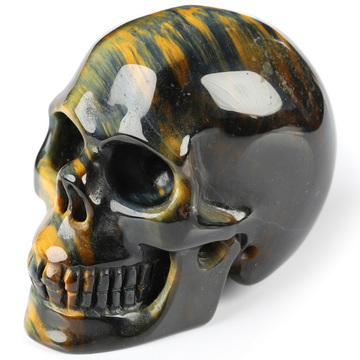 Gemstone 2.0" Blue & Gold Tiger's Eye Hand Carved Crystal Skull, Realistic, Crystal Healing