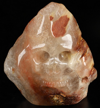 3.3" Rutilated Quartz Rock Crystal Hand Carved Crystal Skull Fine Art Sculpture, Crystal Healing