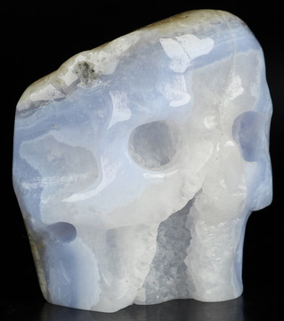 Gemstone 3.1" Blue Lace Agate Hand Carved Crystal Skull Fine Art Sculpture, Crystal Healing