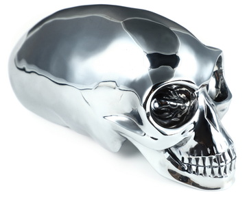 5.9" Tera-hertz Hand Carved Crystal Elongated Mayan Alien Skull Sculpture, Crystal Healing