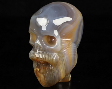 4.1" Premium Brazilian Agate Hand Carved Crystal Skull Fine Art Sculpture, Crystal Healing
