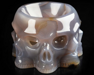 4.2" Premium Brazilian Agate Hand Carved Crystal Skull Storage, Crystal Healing