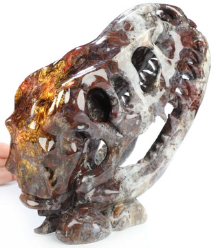 7.5" Pietersite Hand Carved Crystal Tyrannosaurus/dinosaur Skull Sculpture, Crystal Healing