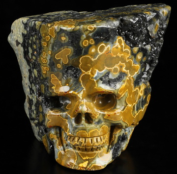 3.7" Ocean Jasper Hand Carved Crystal Skull Fine Art Sculpture, Crystal Healing