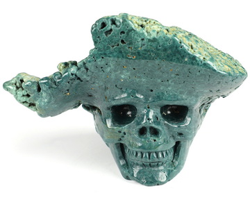 4.5" Green Grape Agate Hand Carved Crystal Skull Fine Art Sculpture, Crystal Healing