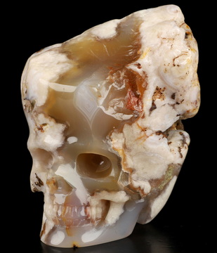 Gemstone 3.1" Sakura Agate Hand Carved Crystal Skull Fine Art Sculpture, Crystal Healing