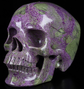 5.1" Stichtite and Serpentine Hand Carved Crystal Skull, Super Realistic, Crystal Healing