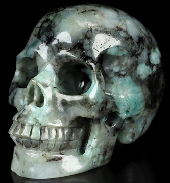 Gemstone 3.4" Emerald Hand Carved Crystal Skull, Realistic, Crystal Healing