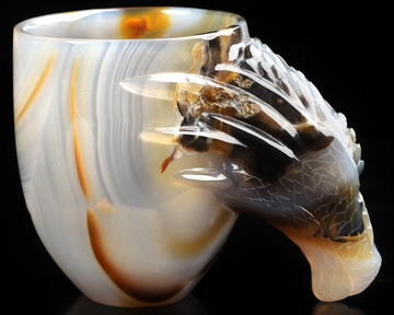 3.7" Premium Brazilian Agate Hand Carved Crystal Dragon Cup, Crystal Healing