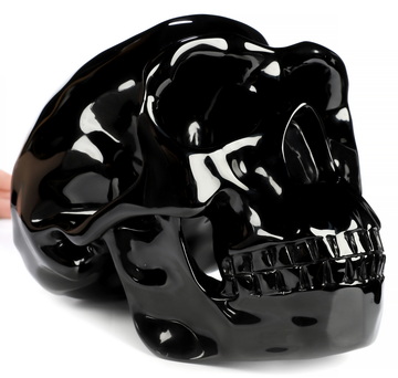 8.1" Black Obsidian Hand Carved Crystal Peking Man Fine Art Sculpture, Crystal Healing