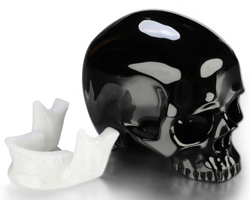 5.0" Black Obsidian Hand Carved Detachable Crystal Skull Sculpture, Crystal Healing