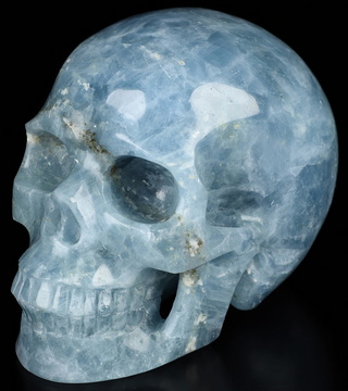 5.0" Blue Calcite Hand Carved Crystal Skull, Realistic, Crystal Healing