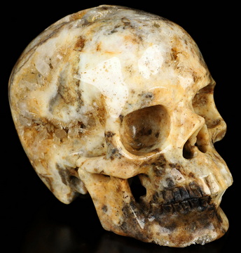 5.1" Sphalerite and Quartz Druse Hand Carved Crystal Skull, Super Realistic, Crystal Healing
