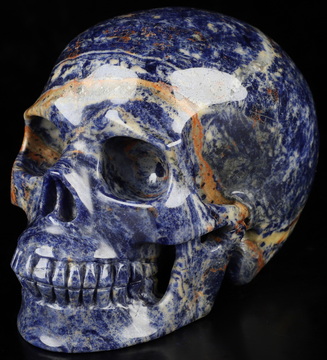 5.1" Sodalite Hand Carved Crystal Skull, Realistic, Crystal Healing