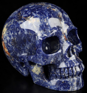 5.1" Sodalite Hand Carved Crystal Skull, Realistic, Crystal Healing