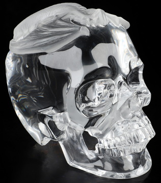 5.1" K9 Crystal Hand Carved Crystal Skull and Dragon Fine Art Sculpture, Crystal Healing