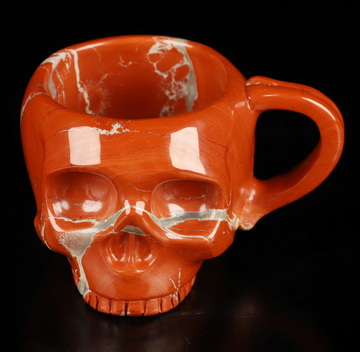3.0" Red Jasper Hand Carved Crystal Skull Espresso Cup, 2 OZ