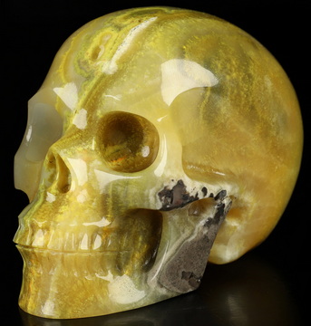 Gemstone 3.5" Bumble Bee Jasper Hand Carved Crystal Skull, Realistic, Crystal Healing