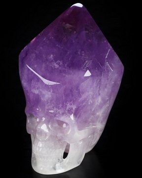 Gemstone 3.7" Amethyst Hand Carved Crystal Skull Point, Crystal Healing