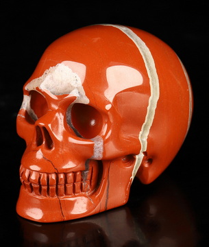 2.0" Red Jasper Hand Carved Crystal Skull, Realistic, Crystal Healing