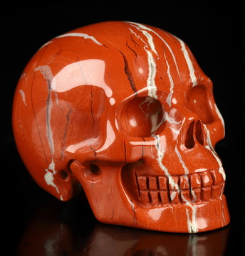 2.0" Red Jasper Hand Carved Crystal Skull, Realistic, Crystal Healing