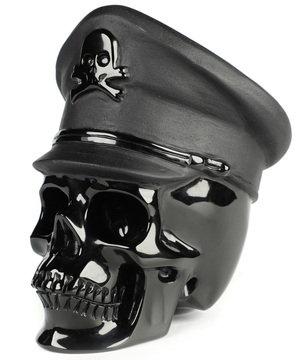 5.0" Black Obsidian Hand Carved Pirate Crystal Skull Fine Art Sculpture, Crystal Healing