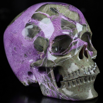3.9" Stichtite and Serpentine Hand Carved Crystal Skull, Super Realistic, Crystal Healing