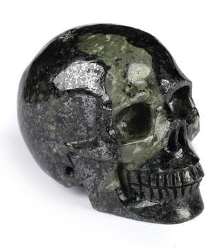 1.9" Black Tourmaline Hand Carved Crystal Skull, Realistic, Crystal Healing