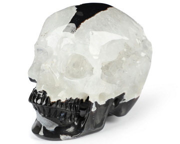 3.3" Black Zebra Agate Hand Carved Crystal Skull, Super Realistic, Crystal Healing