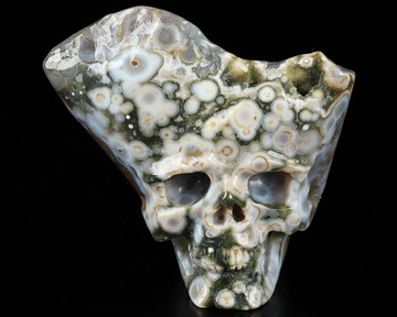 4.0" Ocean Jasper Hand Carved Crystal Skull Fine Art Sculpture, Crystal Healing