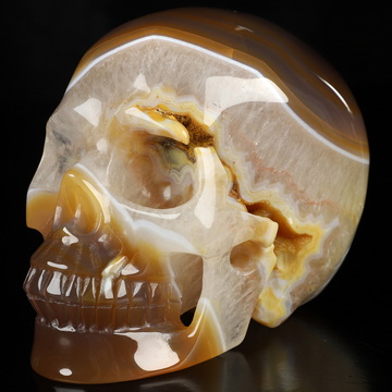 4.5" Agate Geode Hand Carved Crystal Skull, Realistic, Crystal Healing