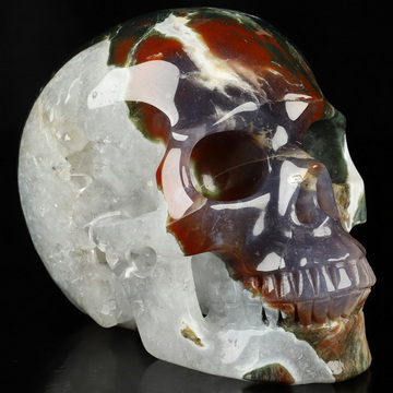 5.0" Green Zebra Agate Hand Carved Crystal Skull, Realistic, Crystal Healing
