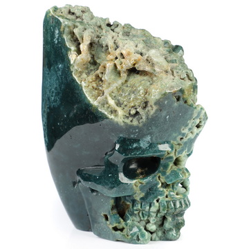 4.5" Green Grape Agate Hand Carved Crystal Skull Fine Art Sculpture, Crystal Healing