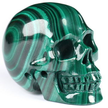 Gemstone 1.1" Malachite Hand Carved Crystal Skull, Realistic, Crystal Healing