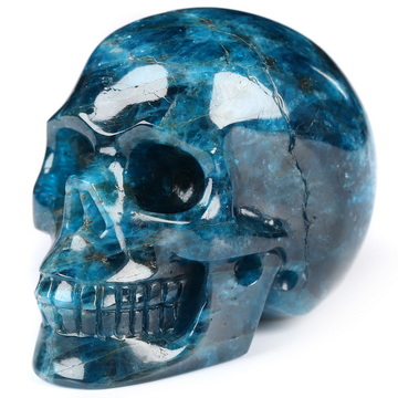 2.0" Blue Apatite Hand Carved Crystal Skull, Realistic, Crystal Healing