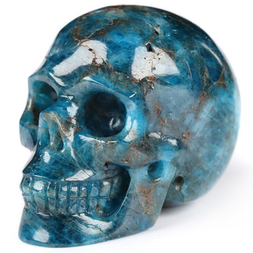 2.0" Blue Apatite Hand Carved Crystal Skull, Realistic, Crystal Healing