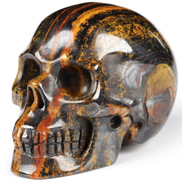 2.0" Colorful Tiger Iron Eye Hand Carved Crystal Skull, Realistic, Crystal Healing