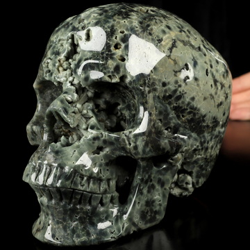 Super Realistic! Lifesized 6.8" Ocean Jasper Hand Carved Crystal Skull, Crystal Healing