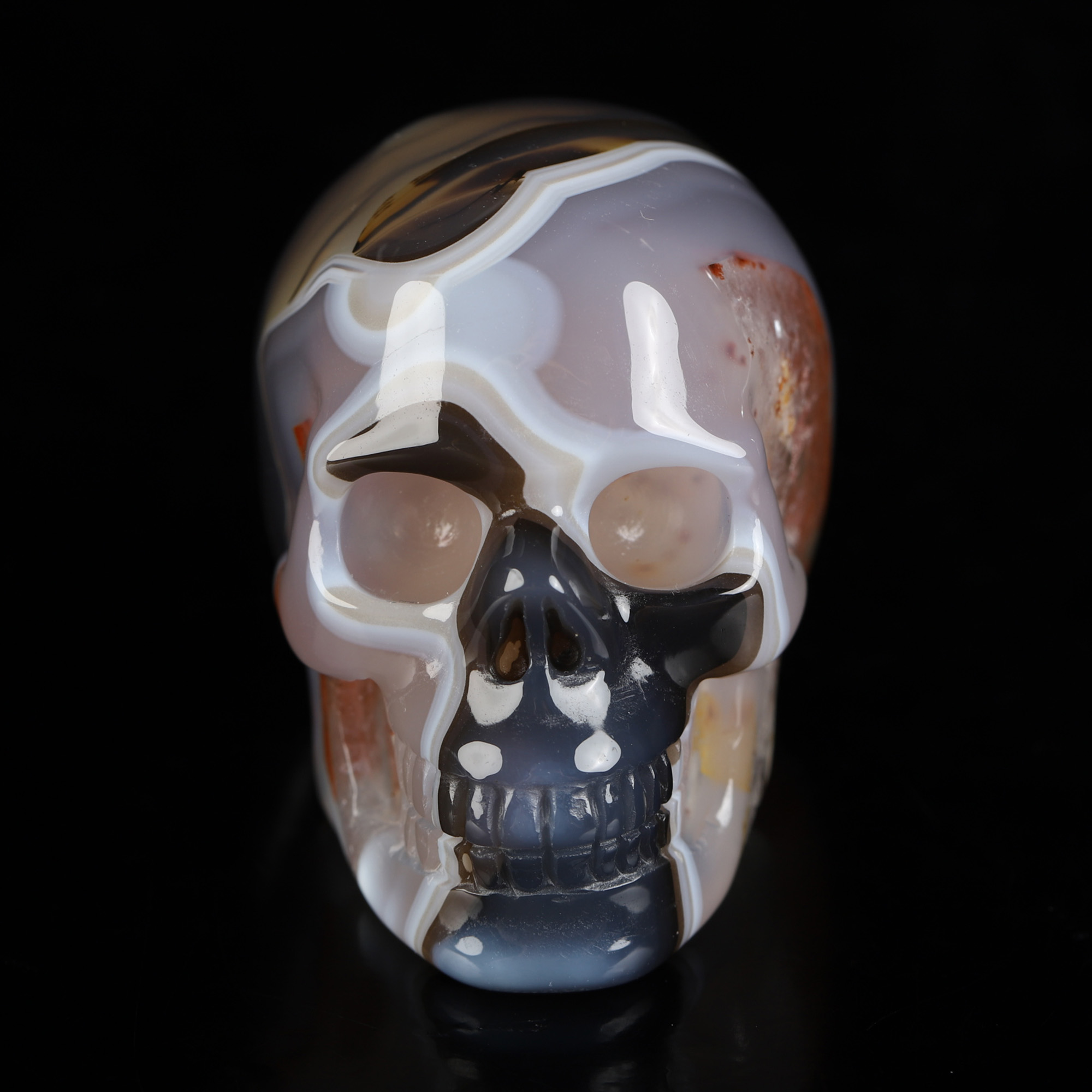 1.9" Premium Brazilian Agate Hand Carved Crystal Skull, Realistic, Crystal Healing